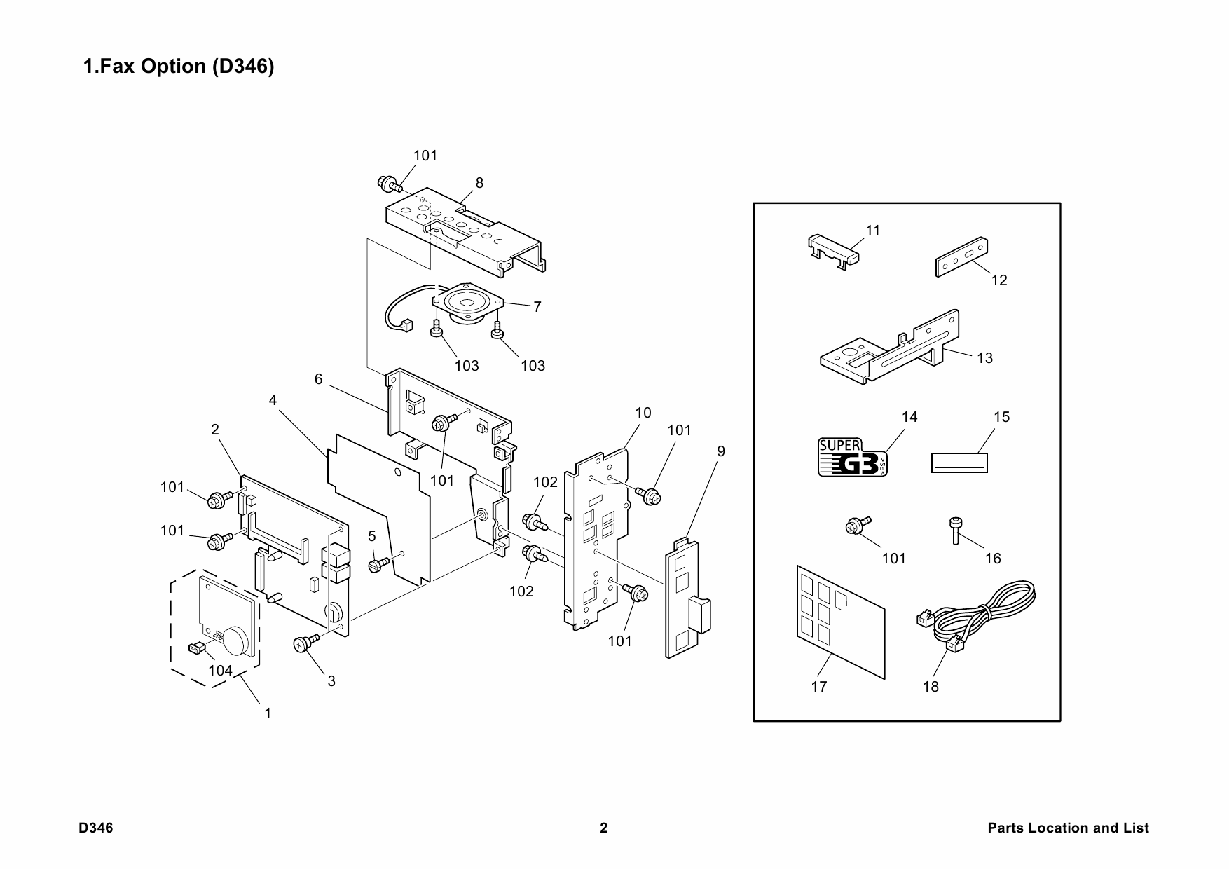 RICOH Options D346 FAX-OPTION-TYPE 5000 Parts Catalog PDF download-2